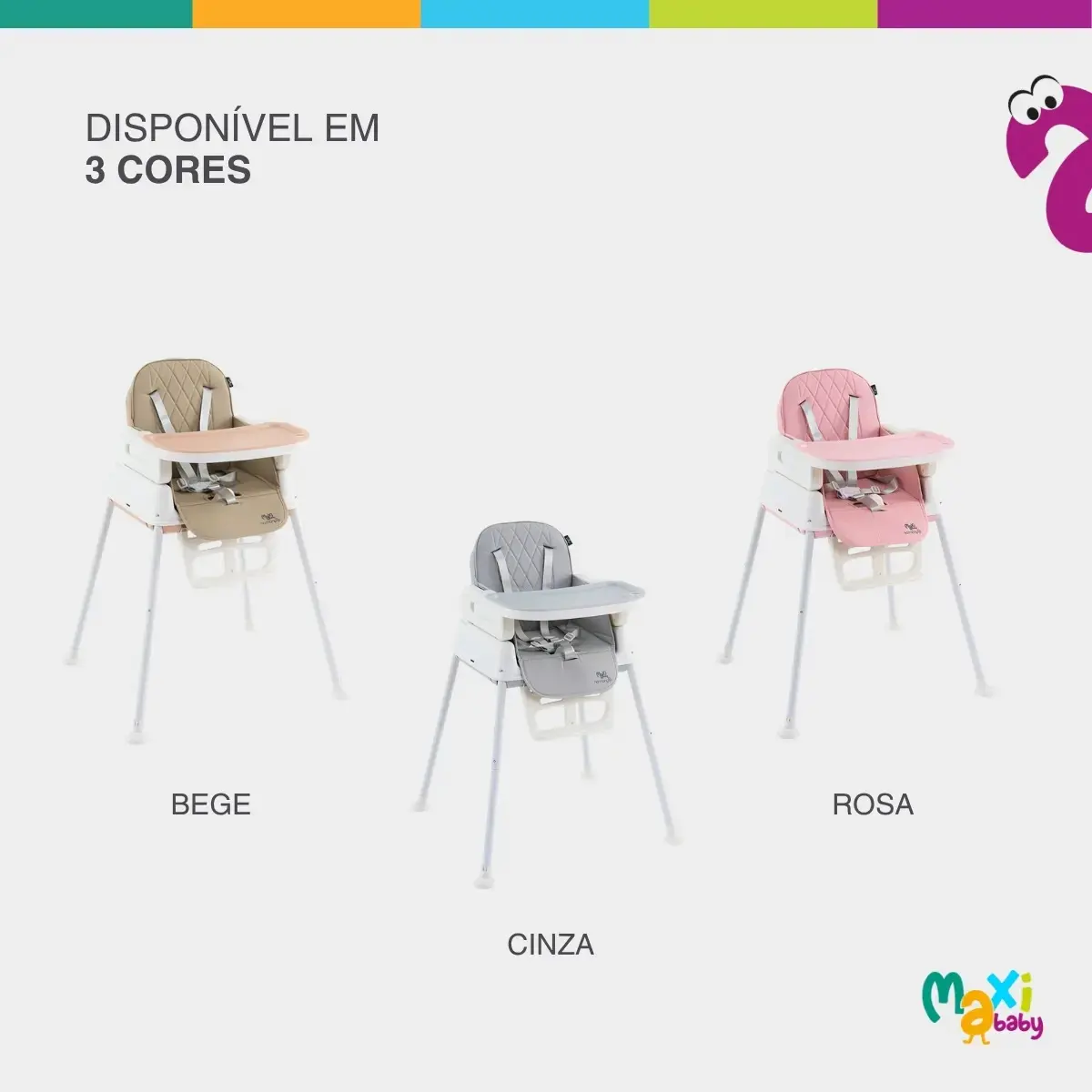 Cadeira De Alimentação Infantil 3 Em 1 Harmony Maxi Baby - Cinza thumbnail 9
