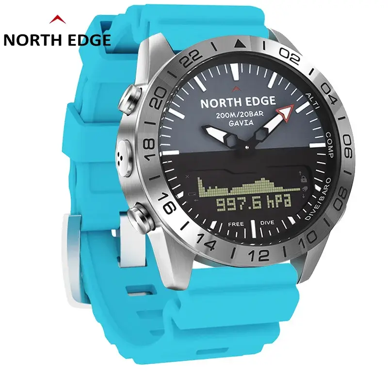 Relógio Digital Esportivo Masculino NORTH EDGE 50M, Luxuoso, Totalmente em Aço, Relógios de Negócios à Prova d'Água 200m, Altímetro, Barômetro, Bússola