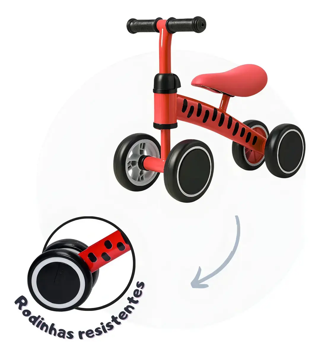 Bicicleta de Equilíbrio Brinq Kids Brinquei Vermelho para Crianças 12m+ thumbnail 5