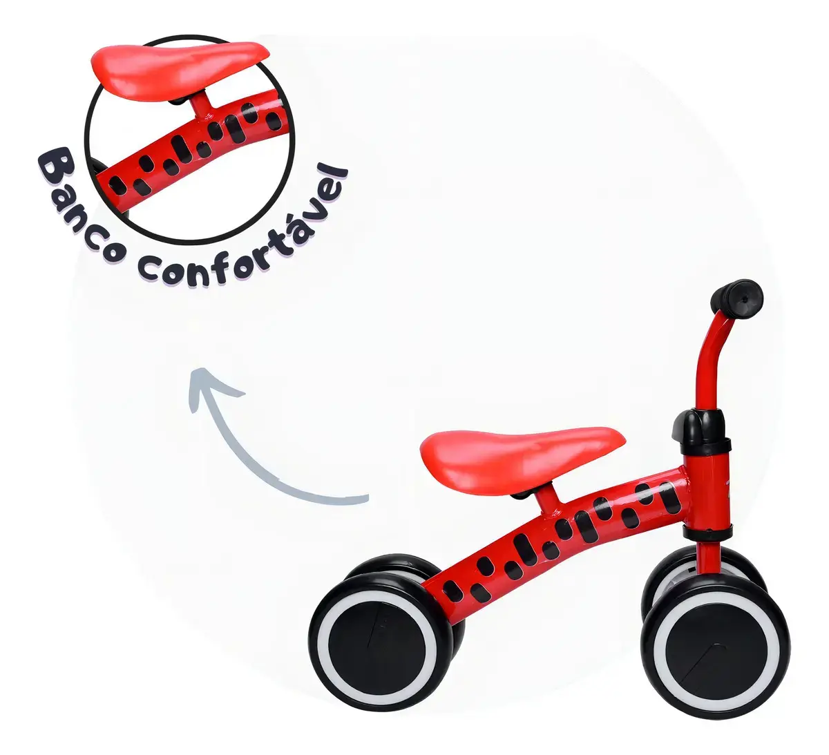 Bicicleta de Equilíbrio Brinq Kids Brinquei Vermelho para Crianças 12m+ thumbnail 6