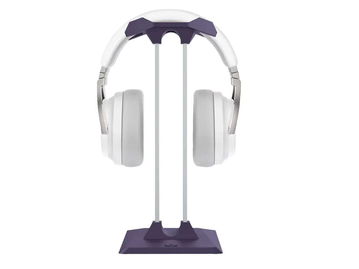 Suporte para Headset OCTOO LiteStand Headset, Base Robusta, Apoio Macio e Porta Celular, para Fones e Headphones – Ice Silver/Roxo