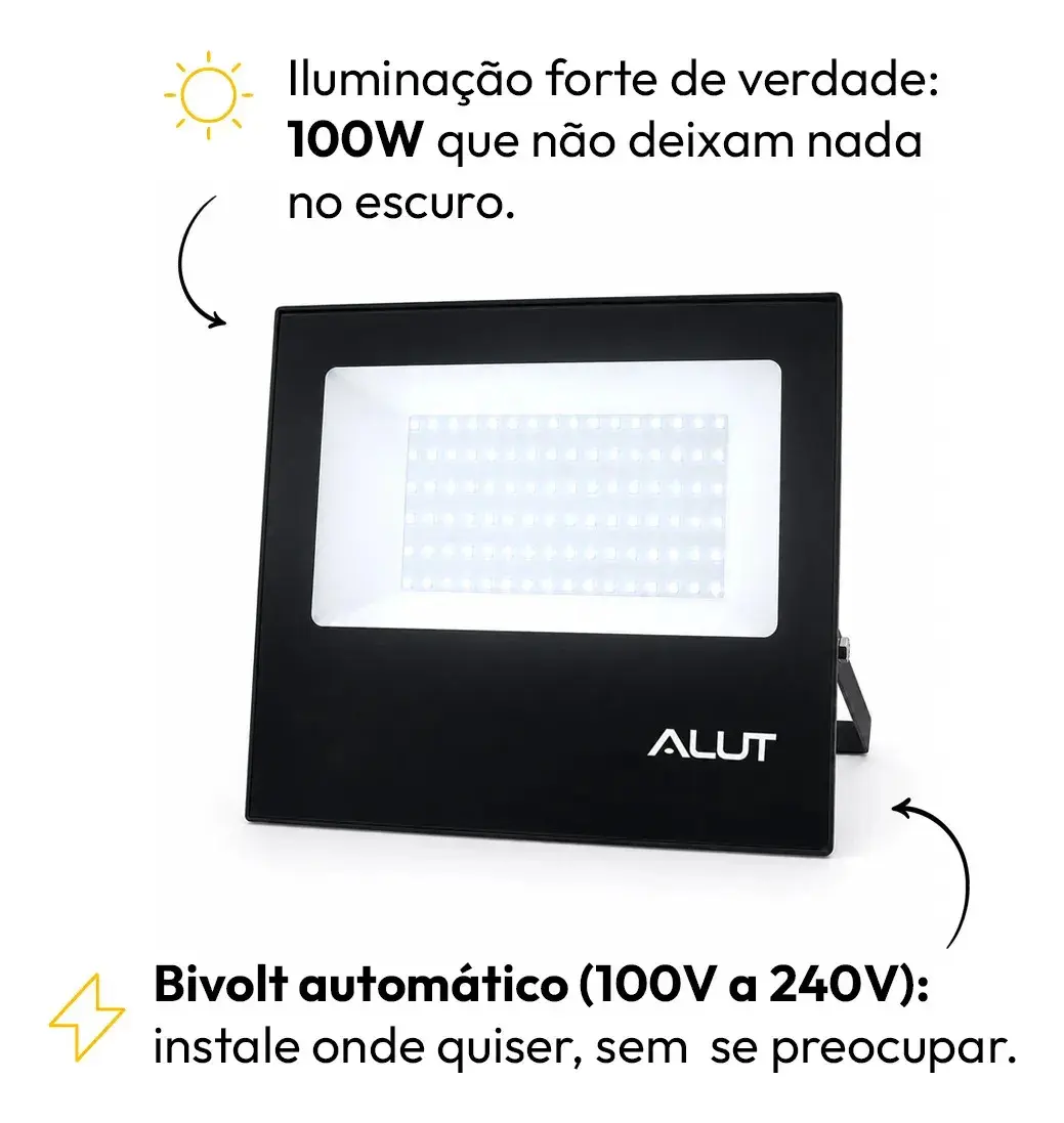 Kit 2 Refletor Led 100w 6500k Branco Frio A Prova D'água Alut Cod: Alut000701-2 Alut By Avant thumbnail 4