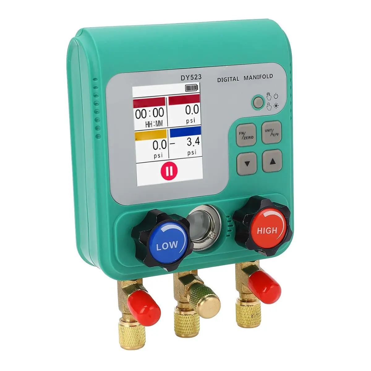 Manifold Ar Condicionado Digital Vacuômetro 92 Gases Automotivo Residencial | 92 Gases Refrigerantes, Precisão 1kPa, Display Digital, Conexões Metálicas, 0-600kPa, Automotivo Residencial, Fácil Operação - 1