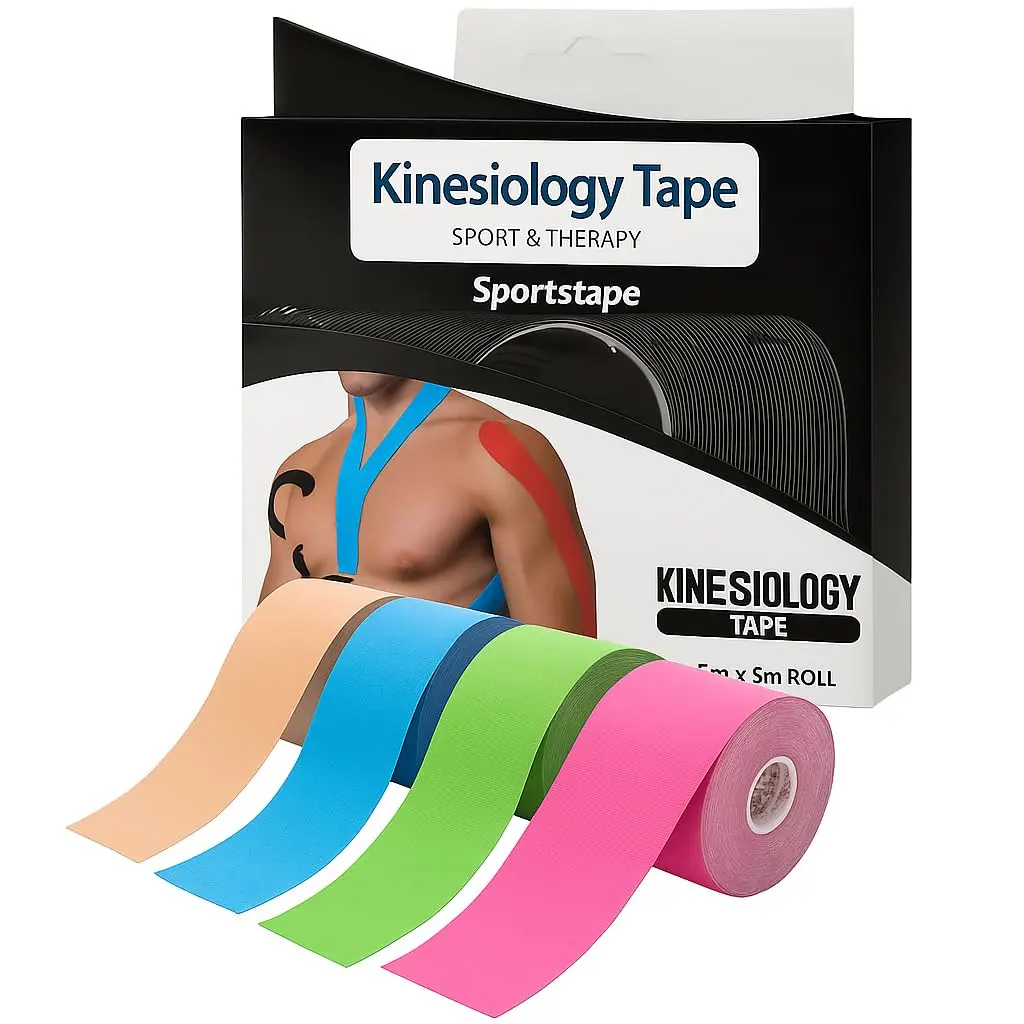 Fita Tape Bandagem Elástica, 5m x 5cm, Adesiva, Resistente à Água, para Suporte Muscular e Alívio da Dor - 1