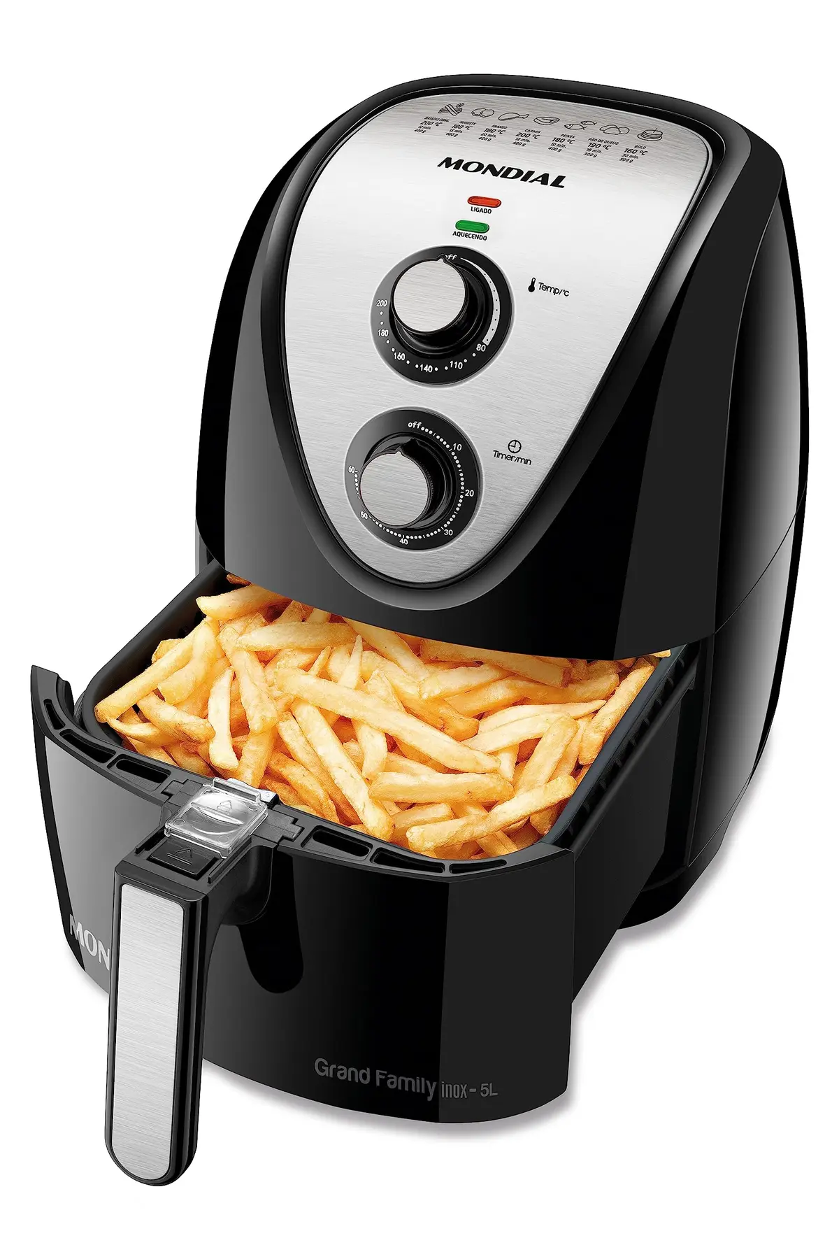 MONDIAL Fritadeira Sem Óleo Grand Family Inox - 5L, 220V, Preto, 1900W - AFN-50-BI