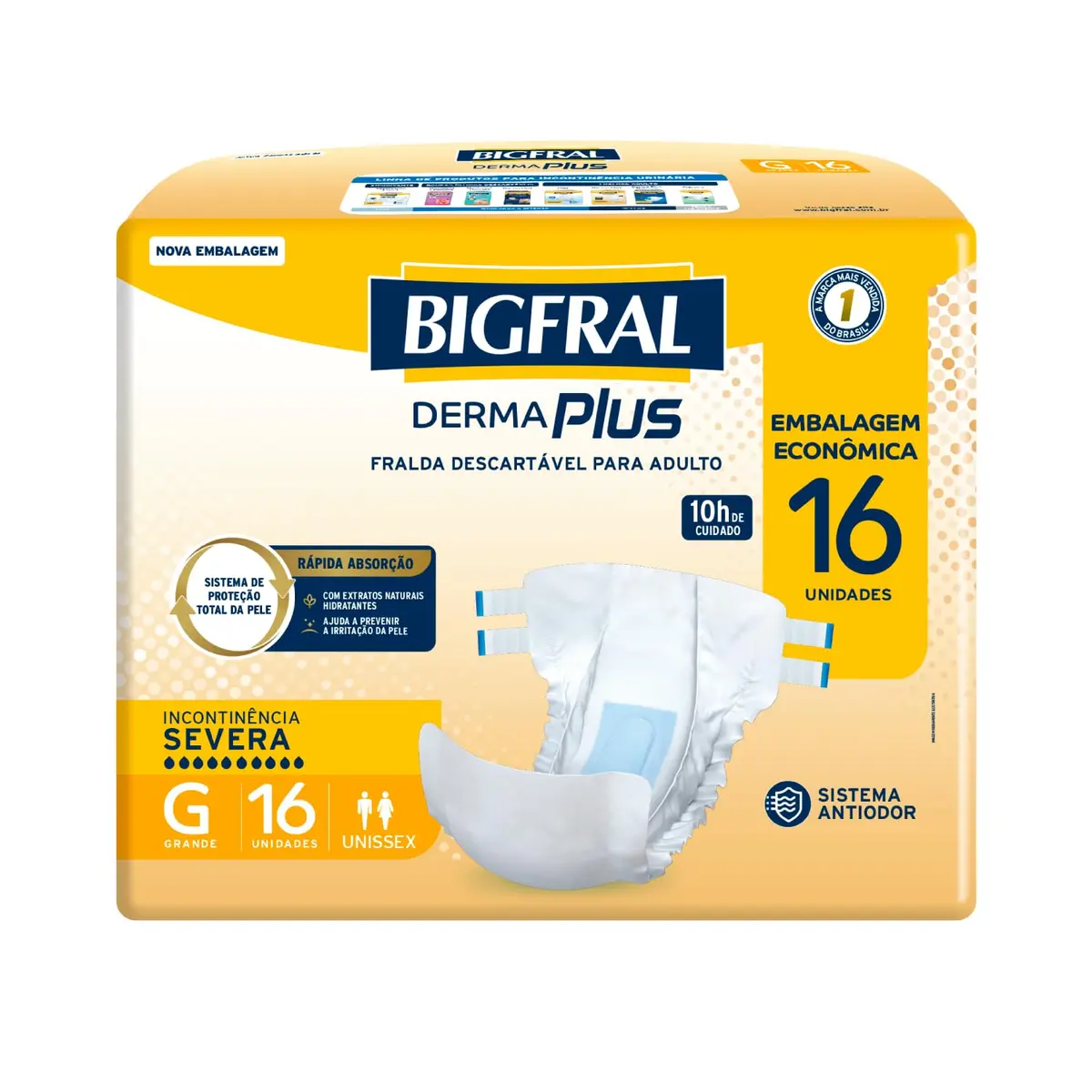 Fralda Bigfral Derma Plus Econômica G 16 Unidades - 1
