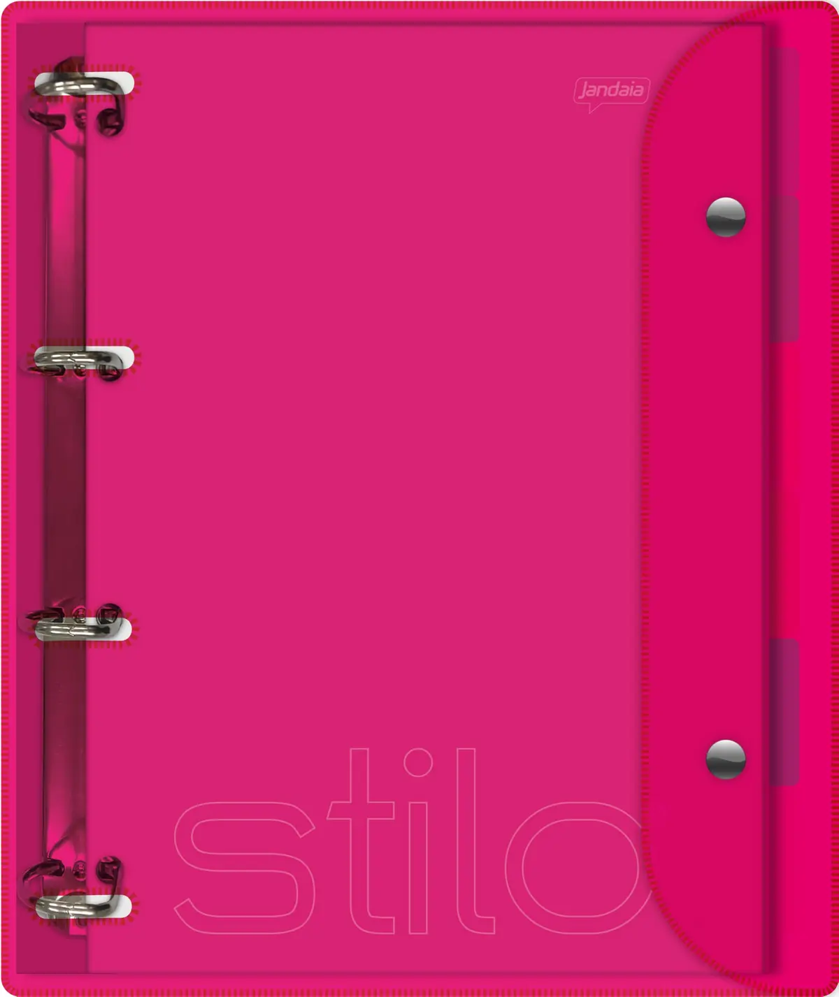 Jandaia - Caderno Argolado/Fichário Universitário Capa Cristal Flexível 200Fls Stilo - Rosa Neon - 1