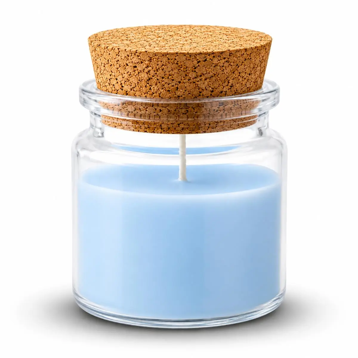 Vela Decorativa Aromática em Pote de Vidro com Tampa de Cortiça, para Casa e Ambientes (AZUL)