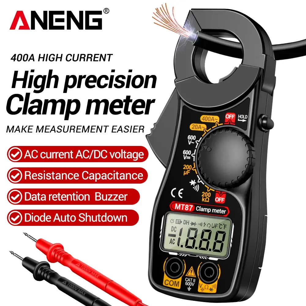 Multímetro Digital Profissional ANENG MT87 com Função de Alicate Amperímetro, 1999 Contagens, Testador de Tensão DC/AC, Amperímetro, Detector NCV e Ohmímetro, Ferramenta de Teste Doméstico - 1
