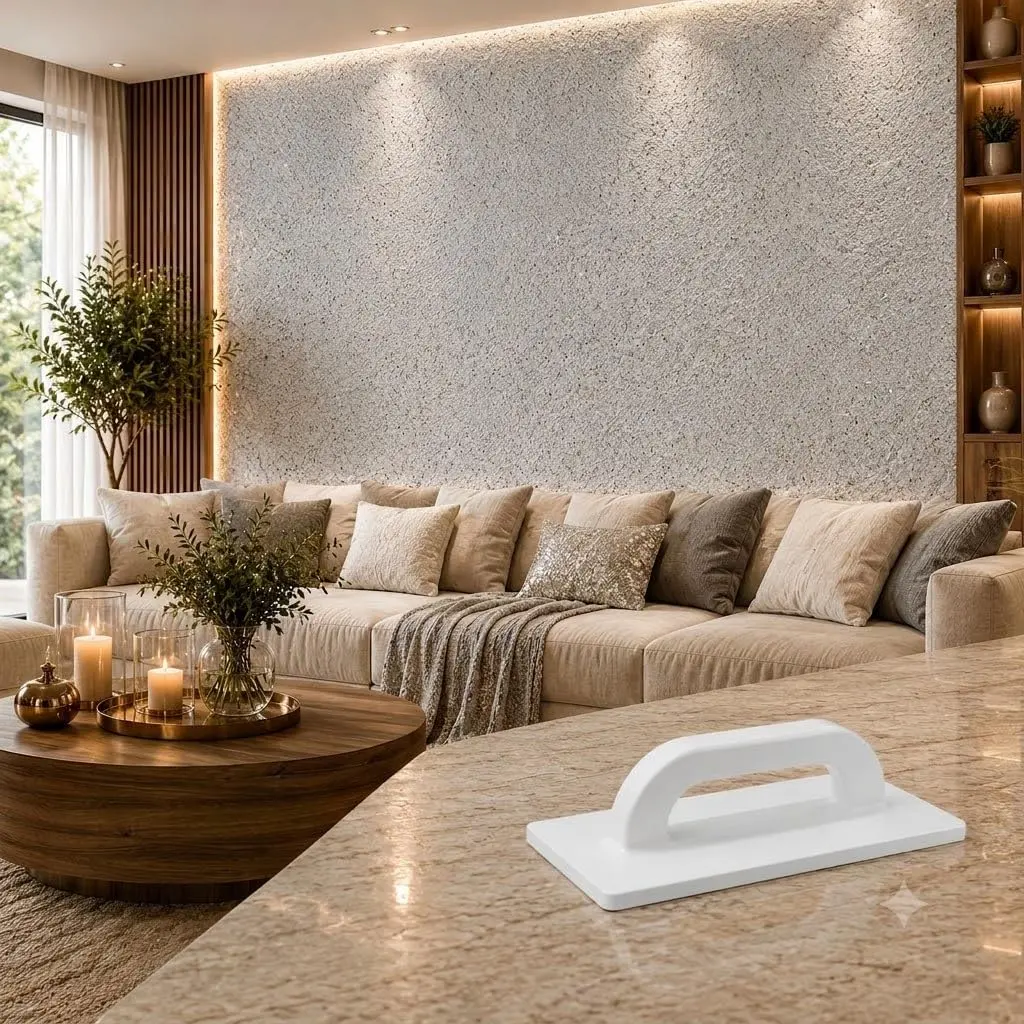 Papel de Parede Líquido Premium 5m² com Desempenadeira Euro Paper (Branco) | Revestimento Texturizado de Fibras Vegetais para Paredes Internas