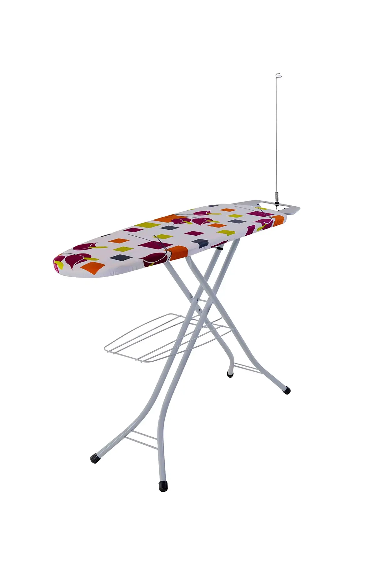 Metaltec Tábua de Passar Roupa Grande 2001 Top com Suporte para Ferro | Em Aço com 10 Níveis de Altura e Prateleira - Forro Almofadado 100% Algodão Estampas Sortidas