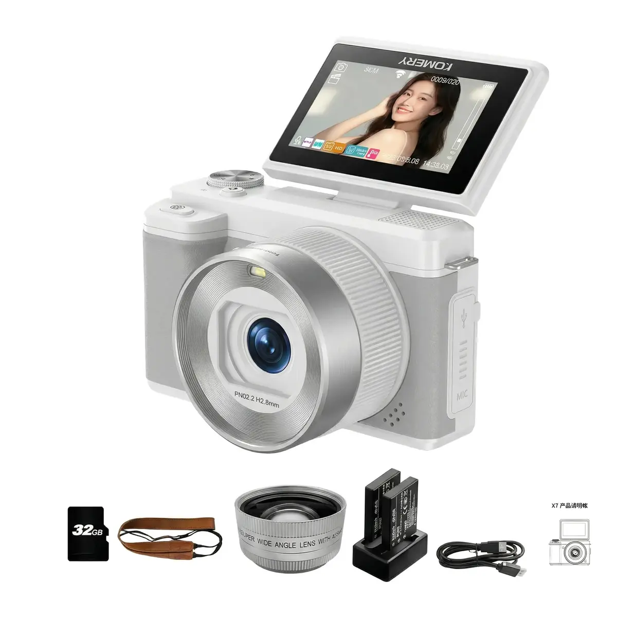 Câmera Fotográfica Digital 80MP Interpolado | Sensor CMOS 12MP, Vídeo 5K, Zoom Digital 18X, Flash, Tela HD 3.0, Wi-Fi, 32GB, Bateria Extra e Carregador