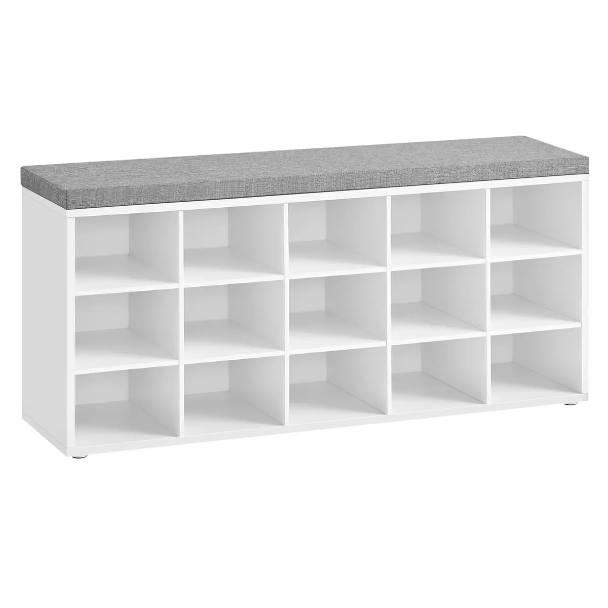 VASAGLE Banco Sapateira com Almofada, 15 Compartimentos, 105 x 30.3 x 48 cm | Banco Sapateira, 1 Peça, para Hall de Entrada, Branco, Coleção CUSTOS BRLHS15WT