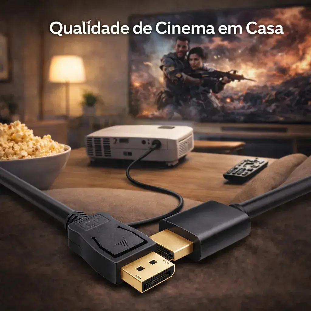 Cabo Adaptador 1.8M Displayport Macho Para Hdmi Macho 4k a 60Hz Blindado Gold Unidirecional 1.8 Metros Alta Definição Para Pc Tv Monitor Games - Yuso thumbnail 5
