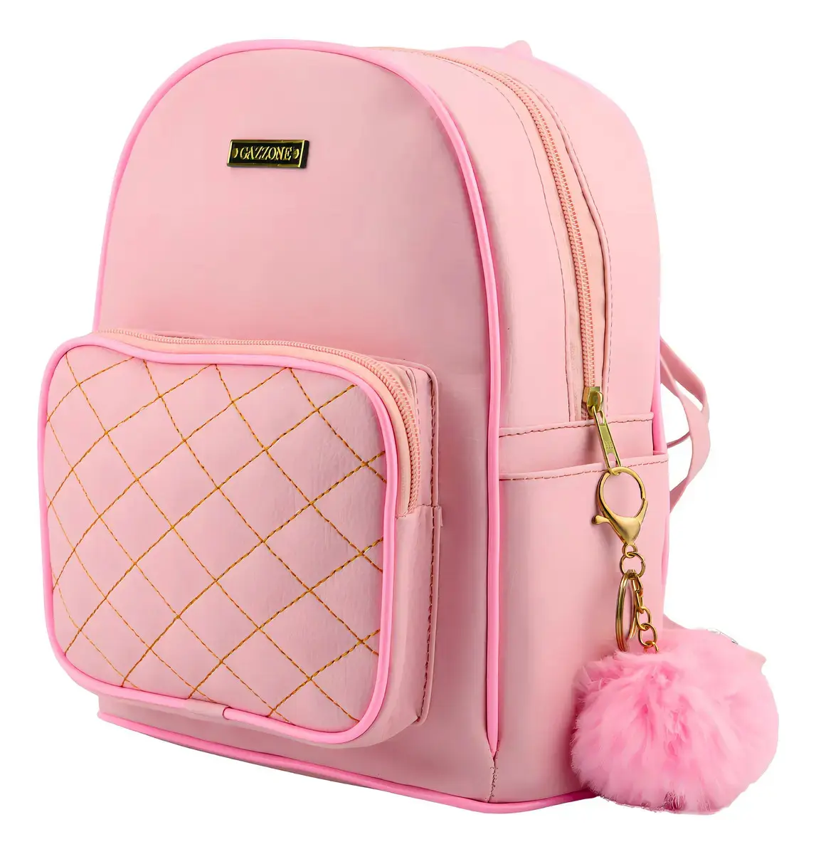 Mochila Passeio Feminina Gazzone Rosa-claro Couro Sintético Alça Ajustável - 1