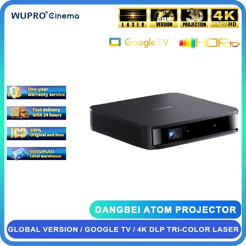 Dangbei atom projetor laser primeiro google tv 1200iso ansi lumen portátil para home theater inteligente 3d alpd 1080p dolby áudio beamer