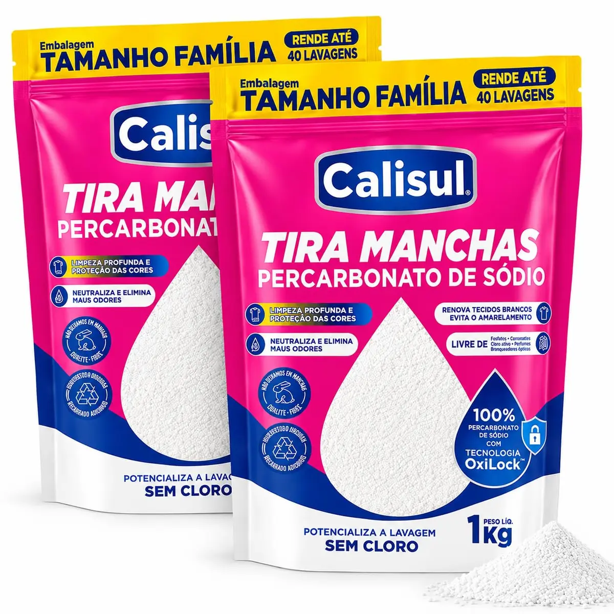 Percarbonato de Sódio 2kg | 100% Puro, Tira Manchas, Sem Cloro