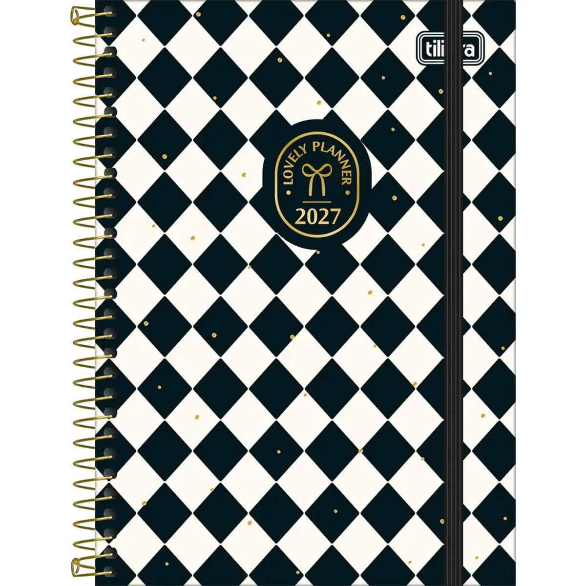 Tilibra - Planner Espiral 12,9 x 18,7 cm West Village 2027 - Quadriculada Preta e Branca