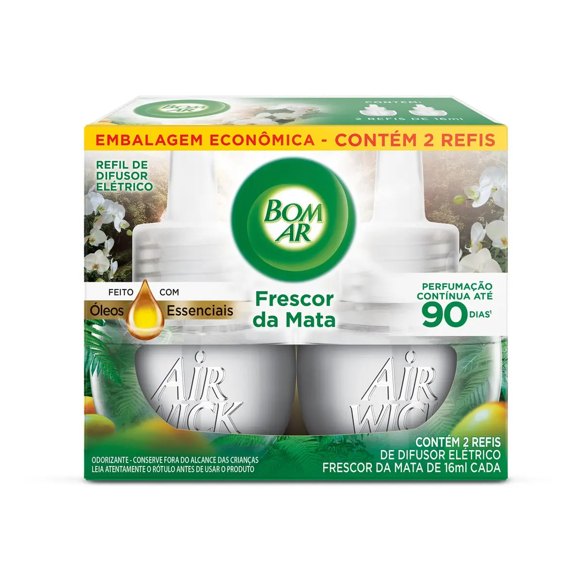 Refil para Difusor Elétrico Bom Ar, 16ml, Pack com 2 Unidades | Frescor da Mata