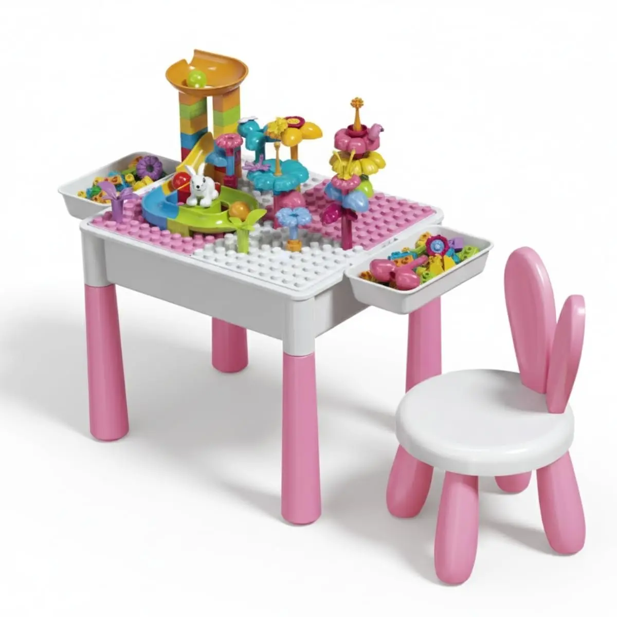Mesinha Infantil Didática com Banquinho e Blocos de Montar - 1
