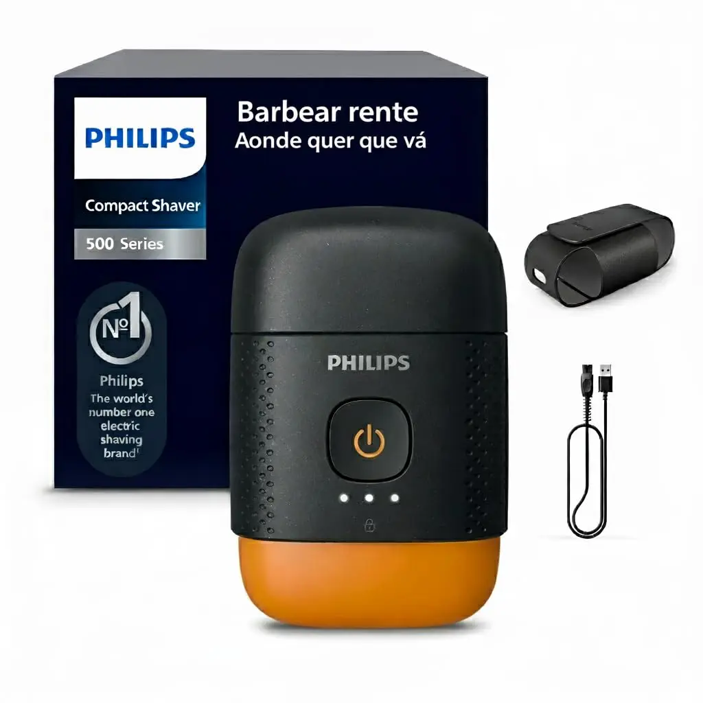 Philips Barbeador Elétrico Shaver Compacto com Lâminas SteelPrecision | Deslize suave sem irritar a pele | 100% À prova d’água | Até 5 anos de garantia | S595/05