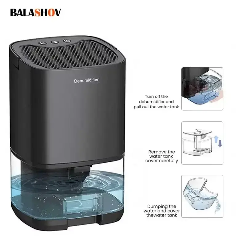 Desumidificador de ar portátil mudo absorvedores de umidade máquina secador de ar para casa quarto escritório cozinha desodorizador secador ue/eua plug - 1