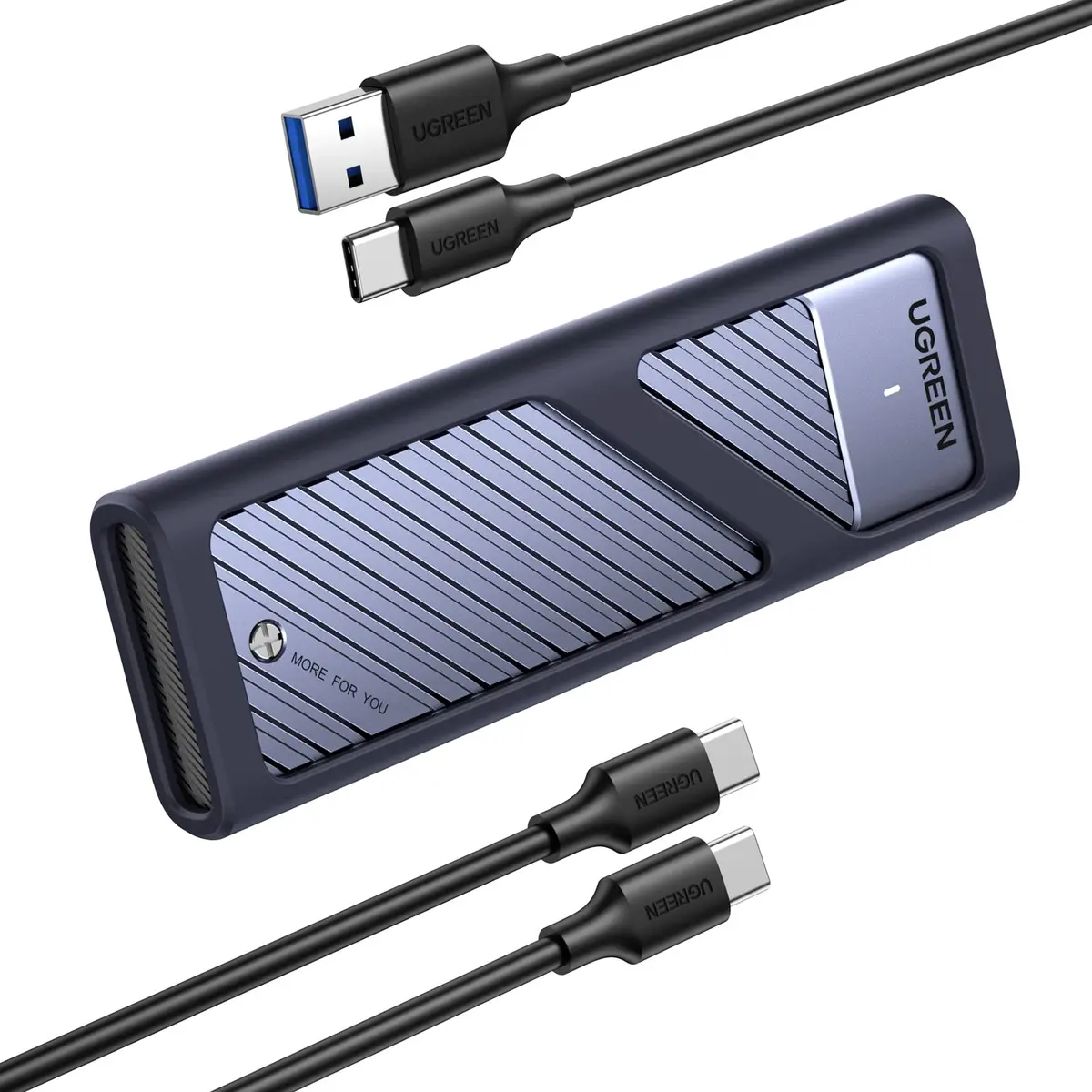 UGREEN Caixa para SSD NVMe SATA M.2, Caixa para Disco Rígido M.2 com UASP | USB-C 3.2 Gen 2 10 Gbps 4 TB Compatível com SSD NVMe PCIe e SATA NGFF M Key B+M Key 2230/2242/2260/2280 Cabo USB-C e A Cabo - 1