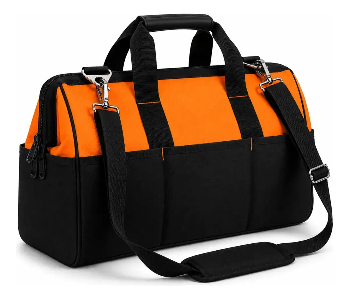 Bolsa Ferramentas Grande Reforçada Manutenção Eletricista Com Alça Laranja