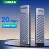 Gabinete Externo UGREEN M.2 NVMe/SATA SSD 20Gbps USB-C 3.2 Gen2 Suporta SSDs M e B&M Keys 2280 com Carcaça de Alumínio - 1