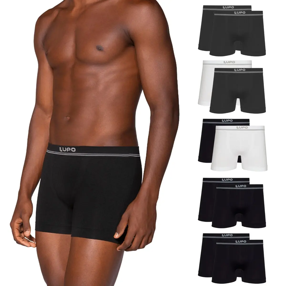 Kit 10 Cuecas Lupo Boxer Microfibra Poliamida Sem Costura Adulto Masculino - 1