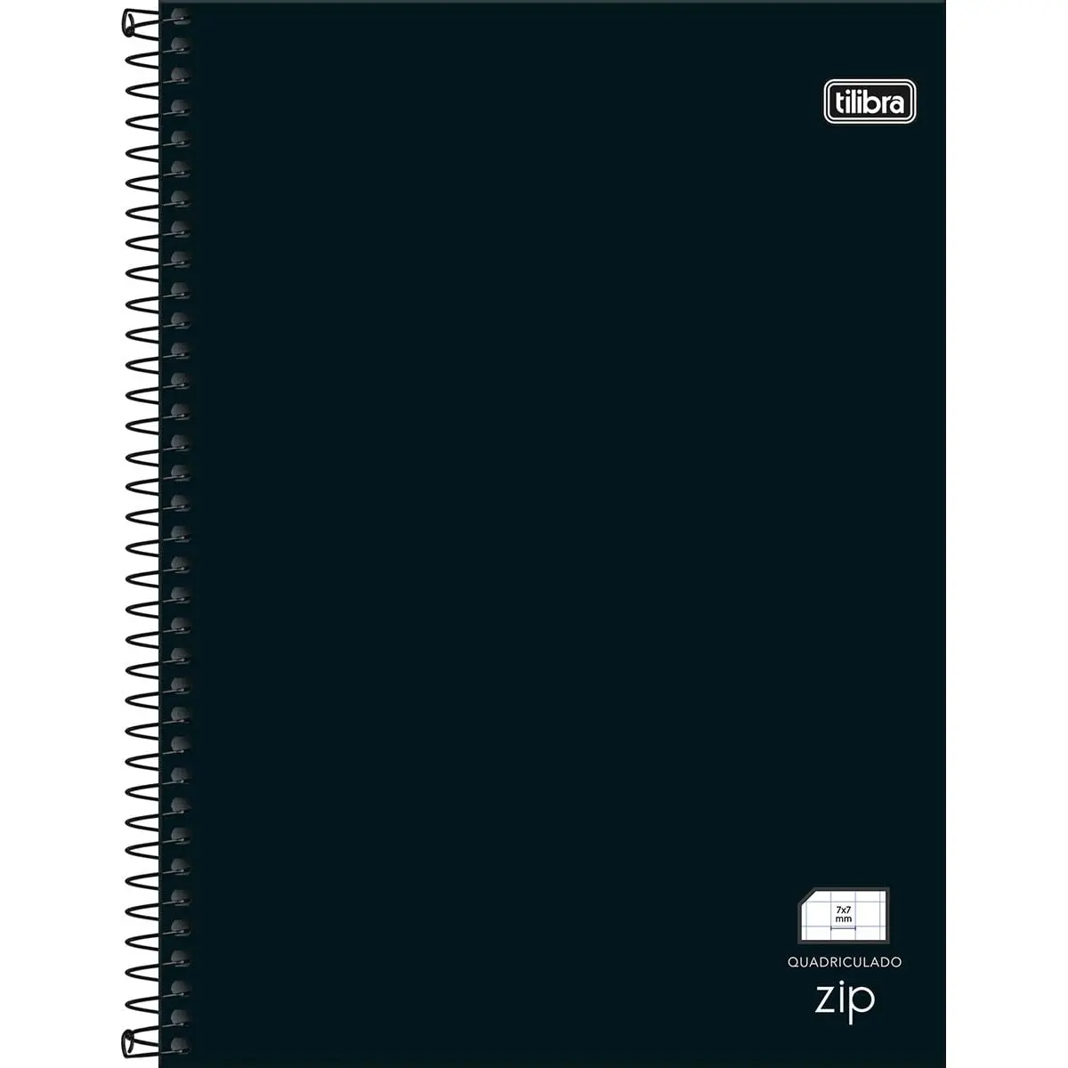 Tilibra - Caderno Quadriculado 7x7 mm Espiral Capa Dura Universitário Zip Preto 48 Folhas - 200mm x 275mm - 1