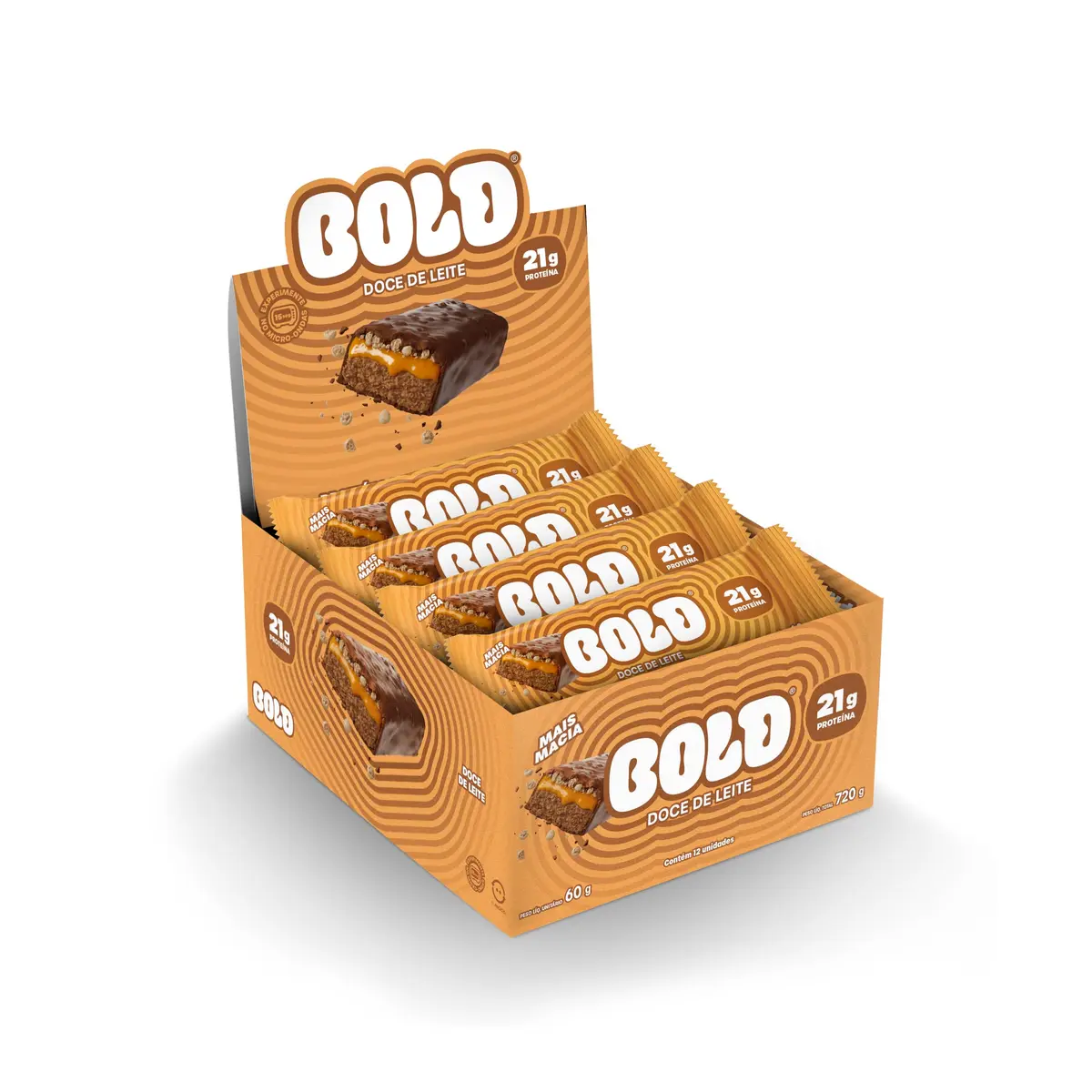 Barra de Proteína Bold Doce de Leite 60 g -21 g de Proteína -Caixa com 12 Unidades