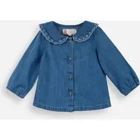 bata infantil gola peter pan manga bufante azul - 1