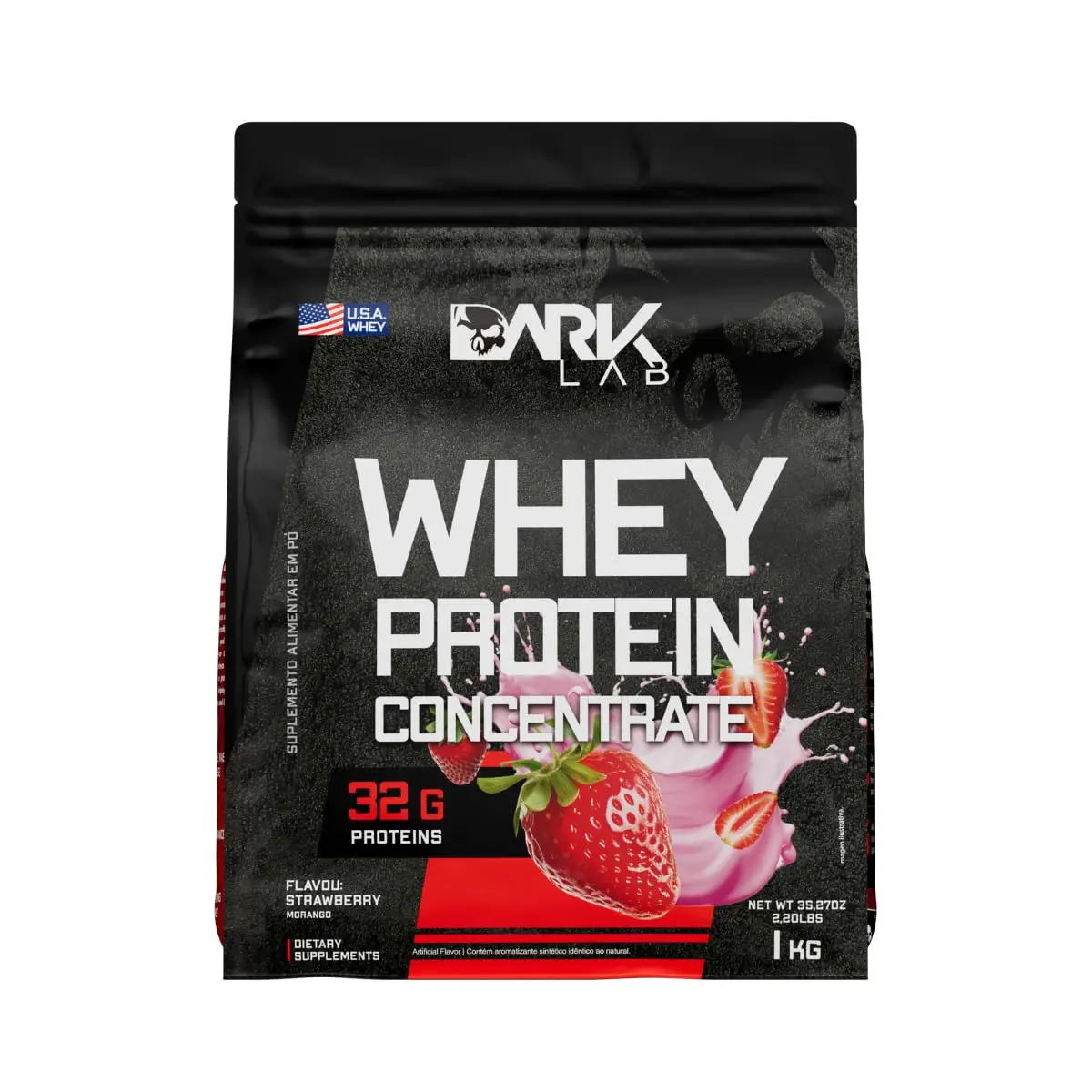Whey Protein Concentrado Dark Lab, 1kg, Morango, Ganho de Massa Muscular - 1