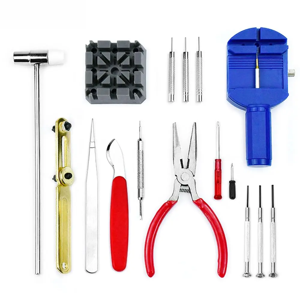 Kit 16 Ferramentas Reparo Relógios Removedor Pulseira Chaves Fenda Alicate - 1
