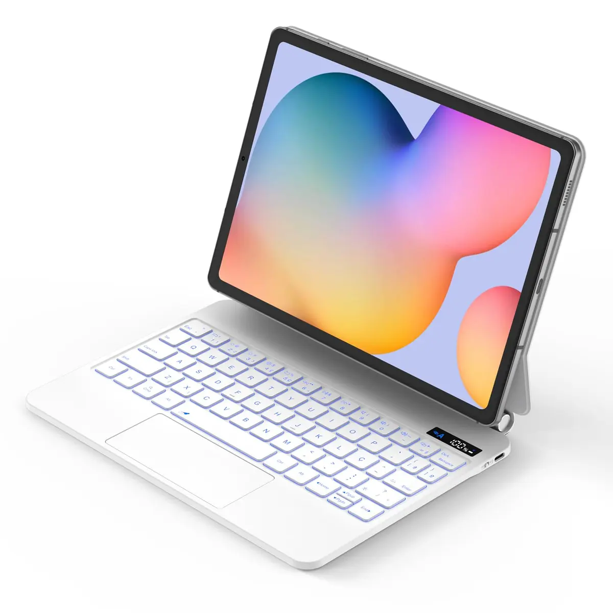 BETTDOW Capa com Teclado e Trackpad para Samsung Galaxy Tab S6 Lite 10.4" Polegadas, Capa com teclado Bluetooth sem fio destacável magneticamente,com LCD Display (Branco) - 1