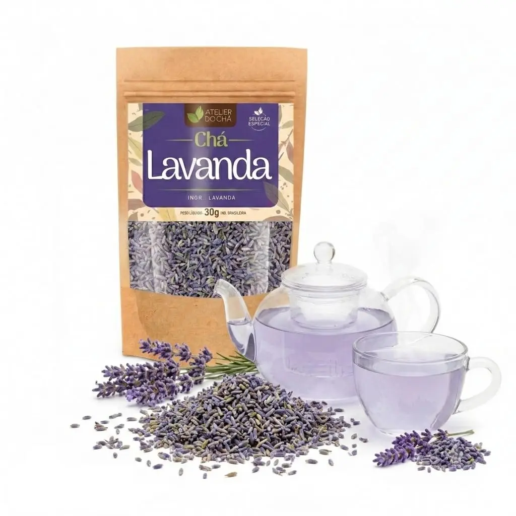 Chá de Lavanda Azul Superior 30g, Natural Sem Cafeína em Flores Aromáticas | Relaxamento