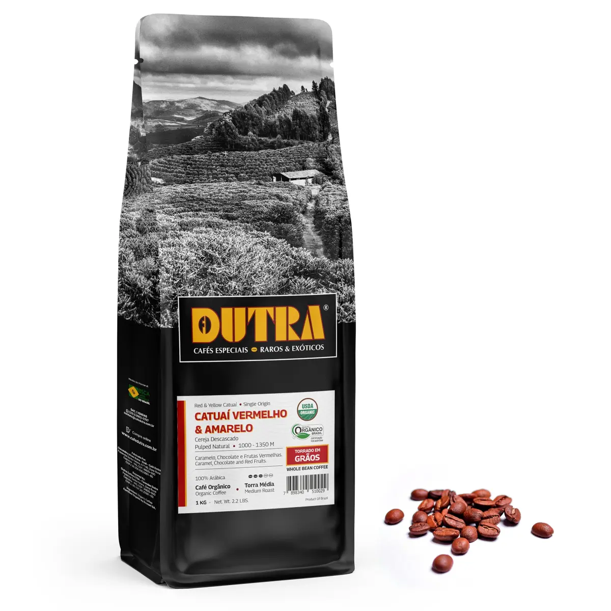 Café Dutra, Orgânico Especial, Catuaí Vermelho e Amarelo, Torrado em Grãos, 1Kg - 1
