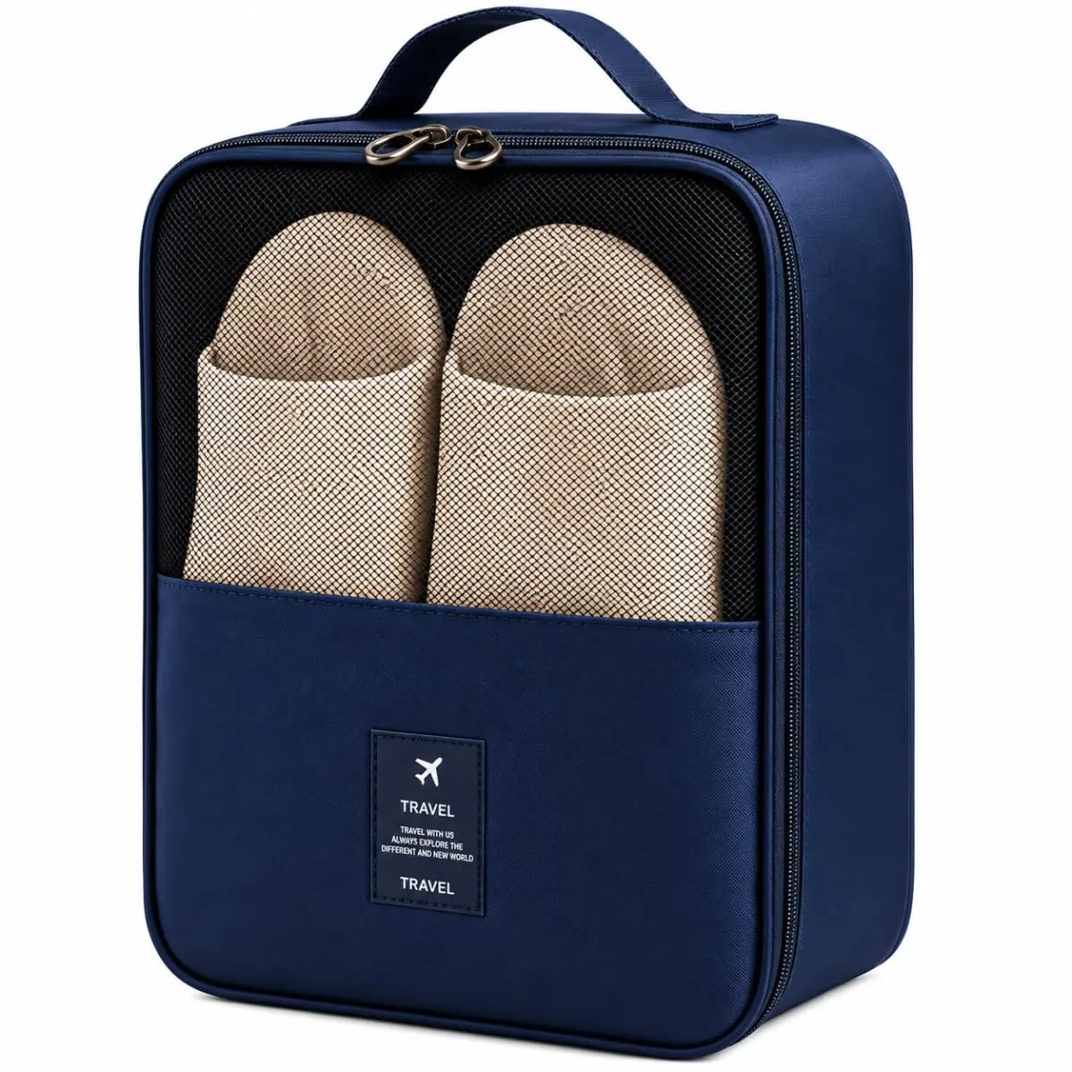 Bolsa Sapato Viagem Necessaire Porta Calçados Tênis Organizador Mala Azul | 03 Compartimentos, Fechamento com Zíper, Malha respirável, Dobrável, Economia de Espaço, Organização, Multiuso