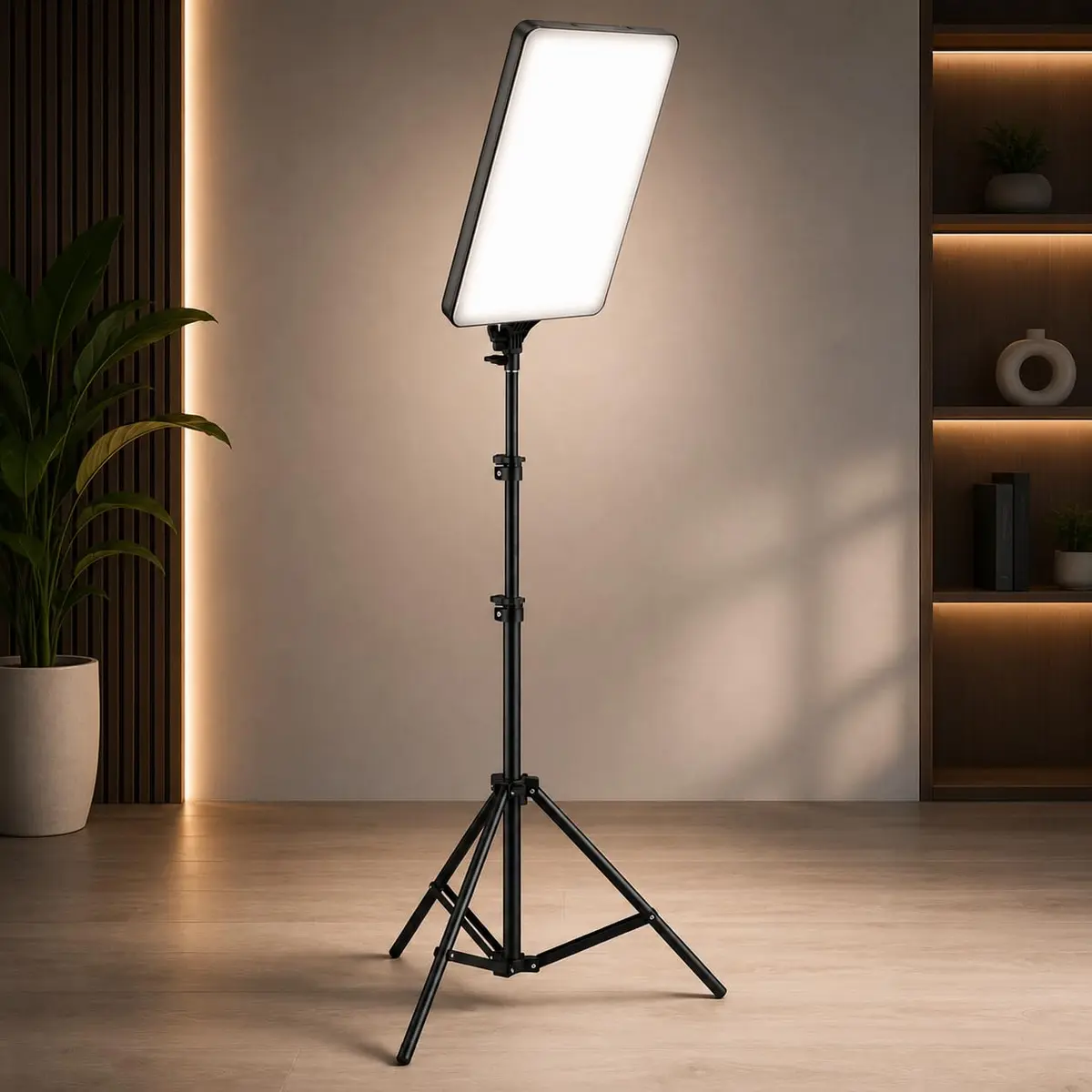 Painel de Luz LED Profissional 16'' com Tripé 2.1M Ajustável para Foto, Vídeo, Streaming, Maquiagem e Gravação de Conteúdo