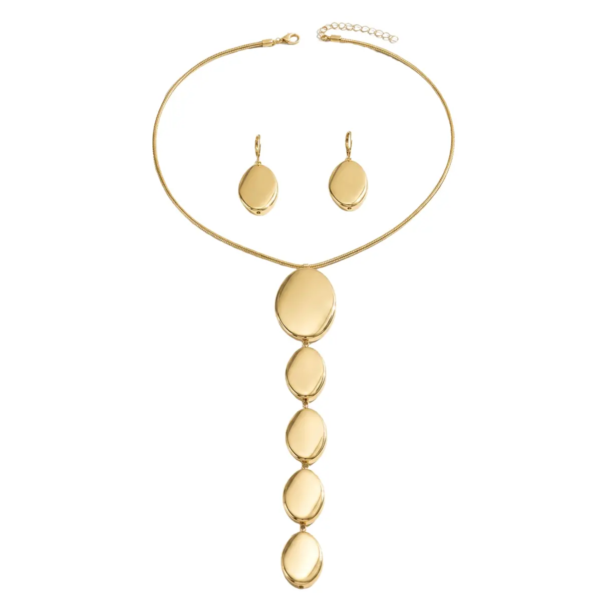 Conjunto Feminino de Colar Longo e Brincos Orgânicos