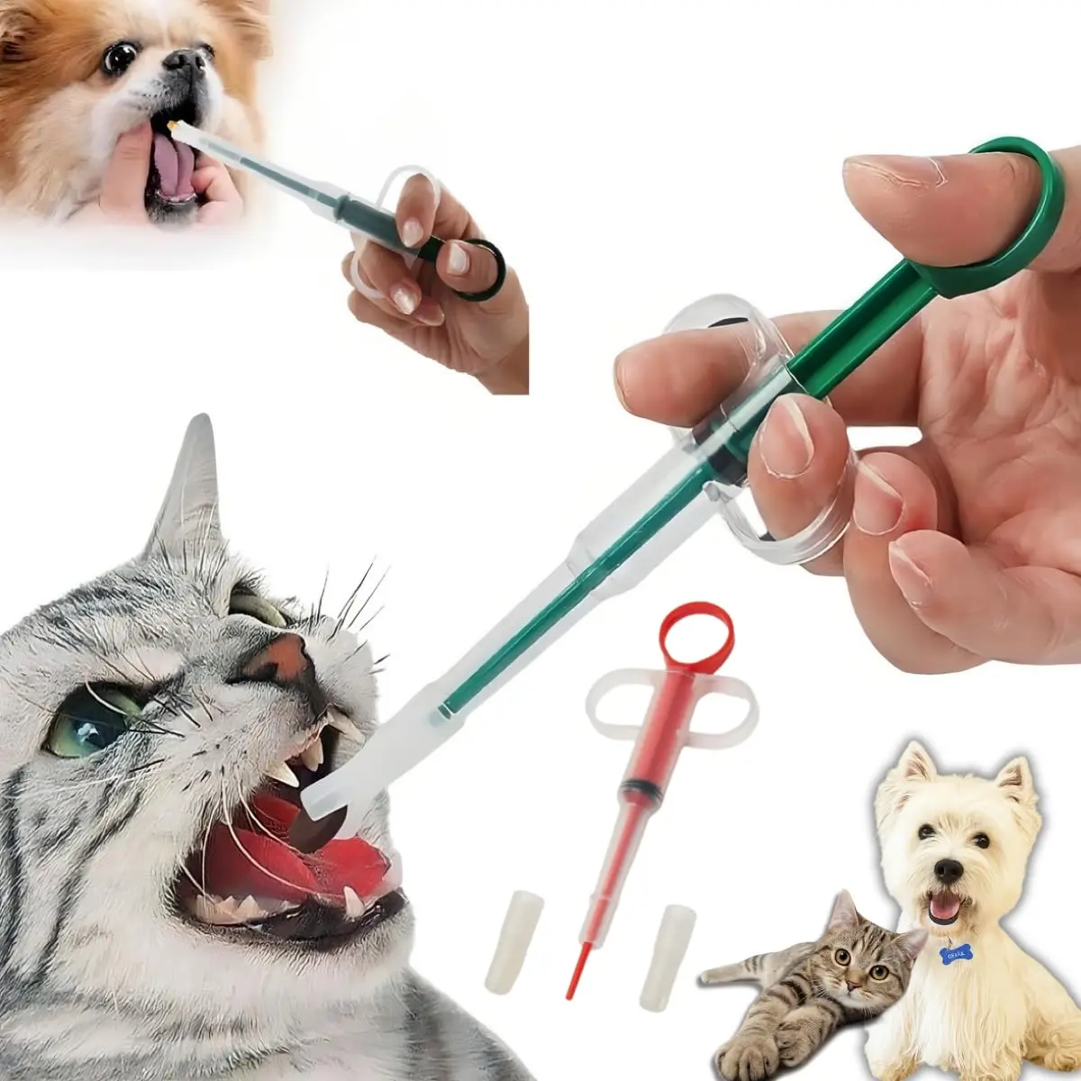 Seringa Aplicadora de Remédios e Comprimidos para Cachorro e Gato, Reutilizável, Dosador de Medicamentos para Pets