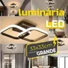 Iluminação Plafon LED 24W Preto Grande 33x33cm Luz Amarela 3000K - 1