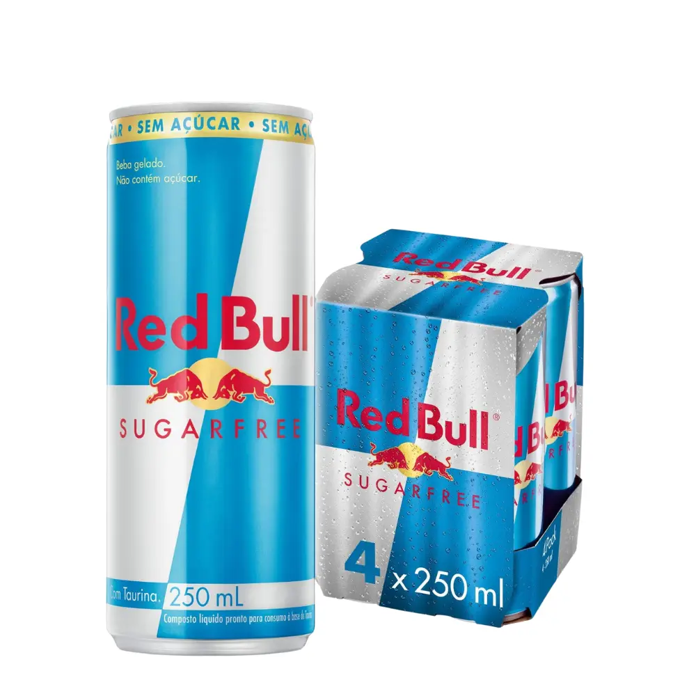 Kit com 4 Energético Red Bull Sugar Free 250ml - 1