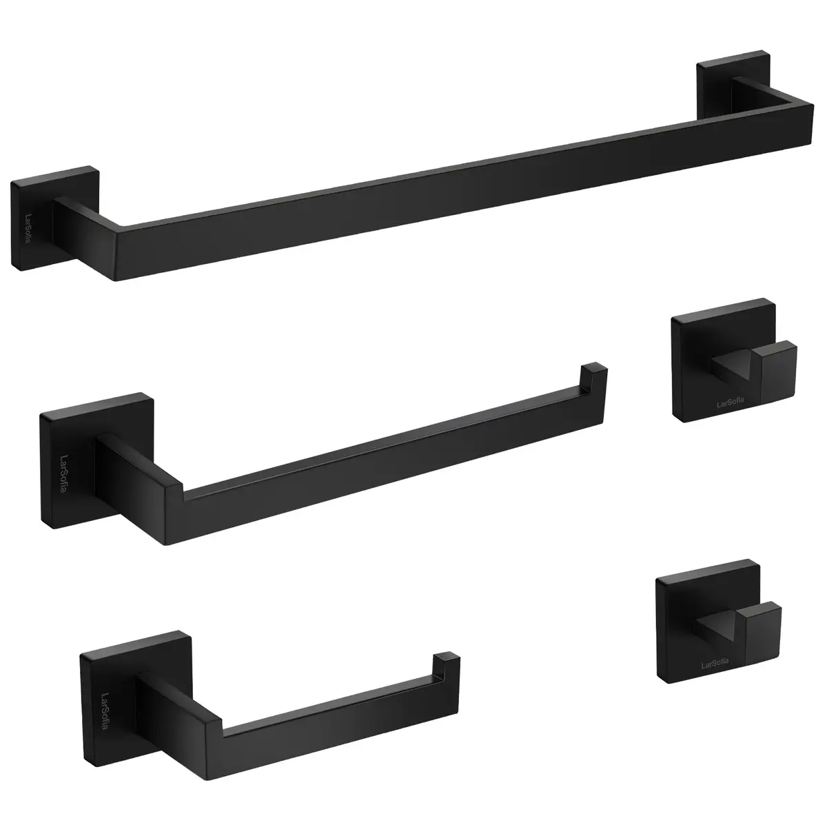 Kit Acessórios para Banheiro Luxo, Conjunto de Ferragens de Banheiro Escovado Aço Inox Inoxidável 304, Banheiro Toalheiro Ganchos 5 Peças para Banheiros Atualizados (preto)