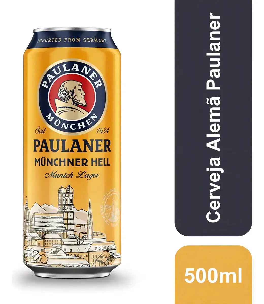 Cerveja Alemã Munchner Hell Lata 500ml Paulaner