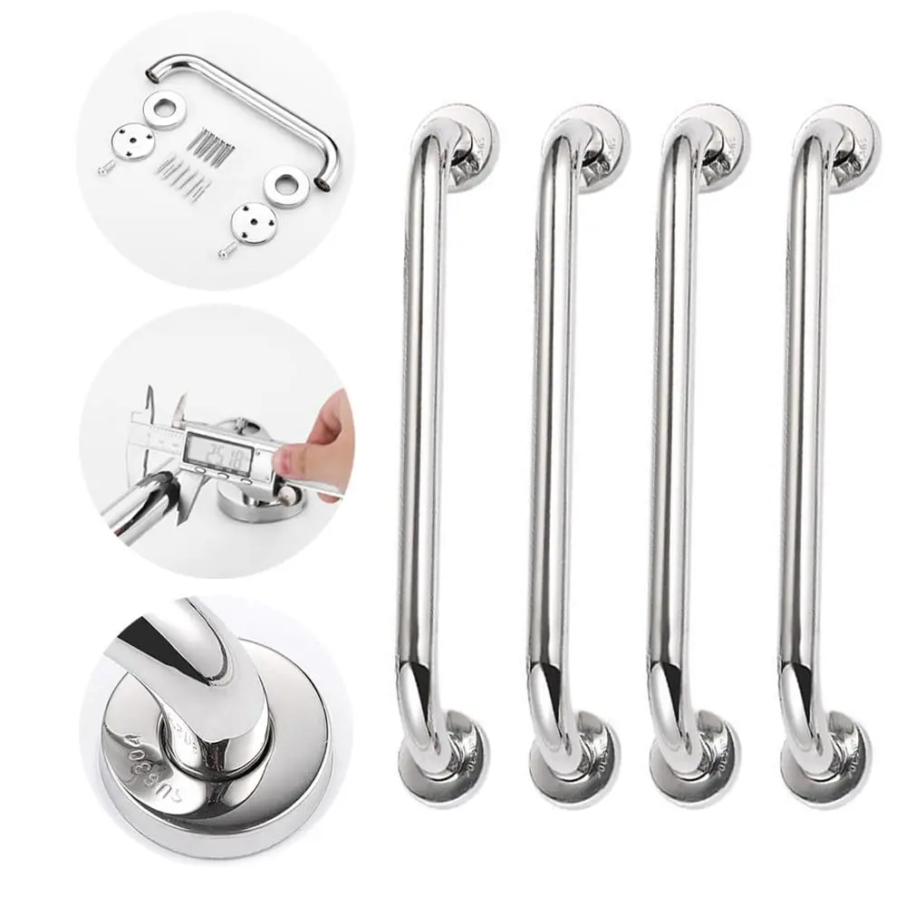 Kit 4 Barra Alça De Apoio Corrimão Banheiro Segurança Idoso Deficiente 60cm Inox Não Enferruja Acessibilidade Suporte Pegador Design Elegante