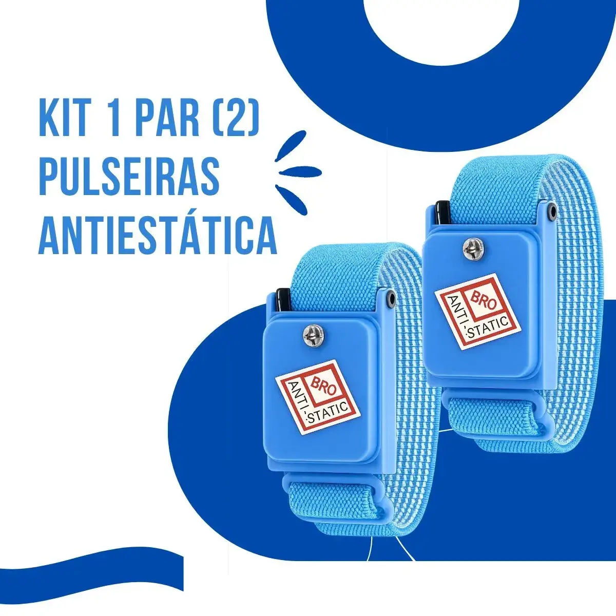 Pulseira ESD Anti Estática Sem Fio Profissional 1MΩ 2 Unidades Proteção Componentes Eletrônicos Gurumania - 1