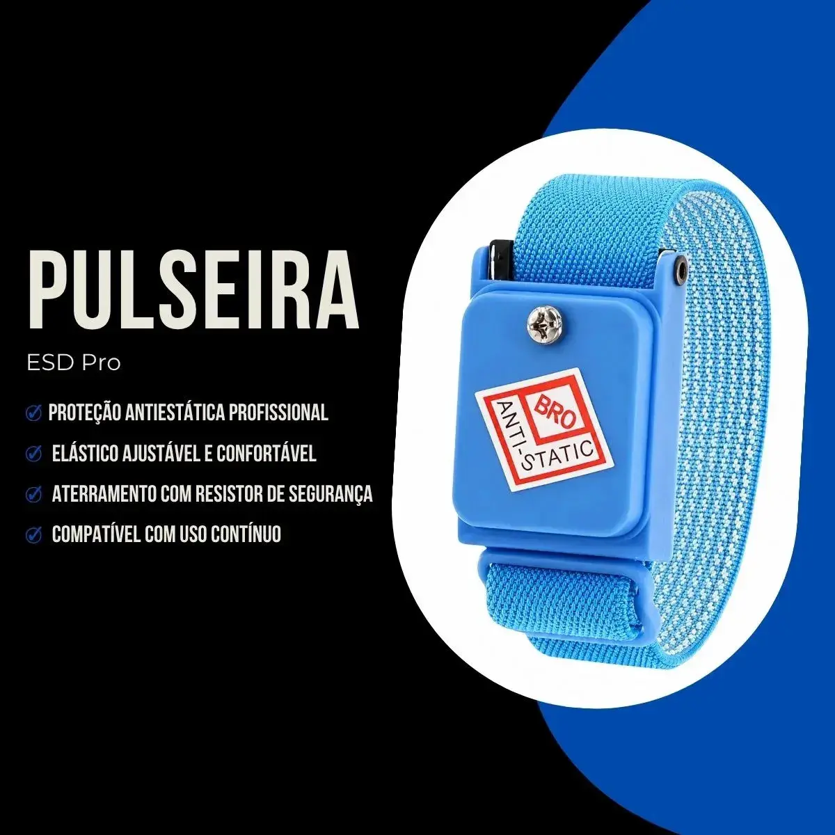 Pulseira ESD Anti Estática Sem Fio Profissional 1MΩ 2 Unidades Proteção Componentes Eletrônicos Gurumania thumbnail 4