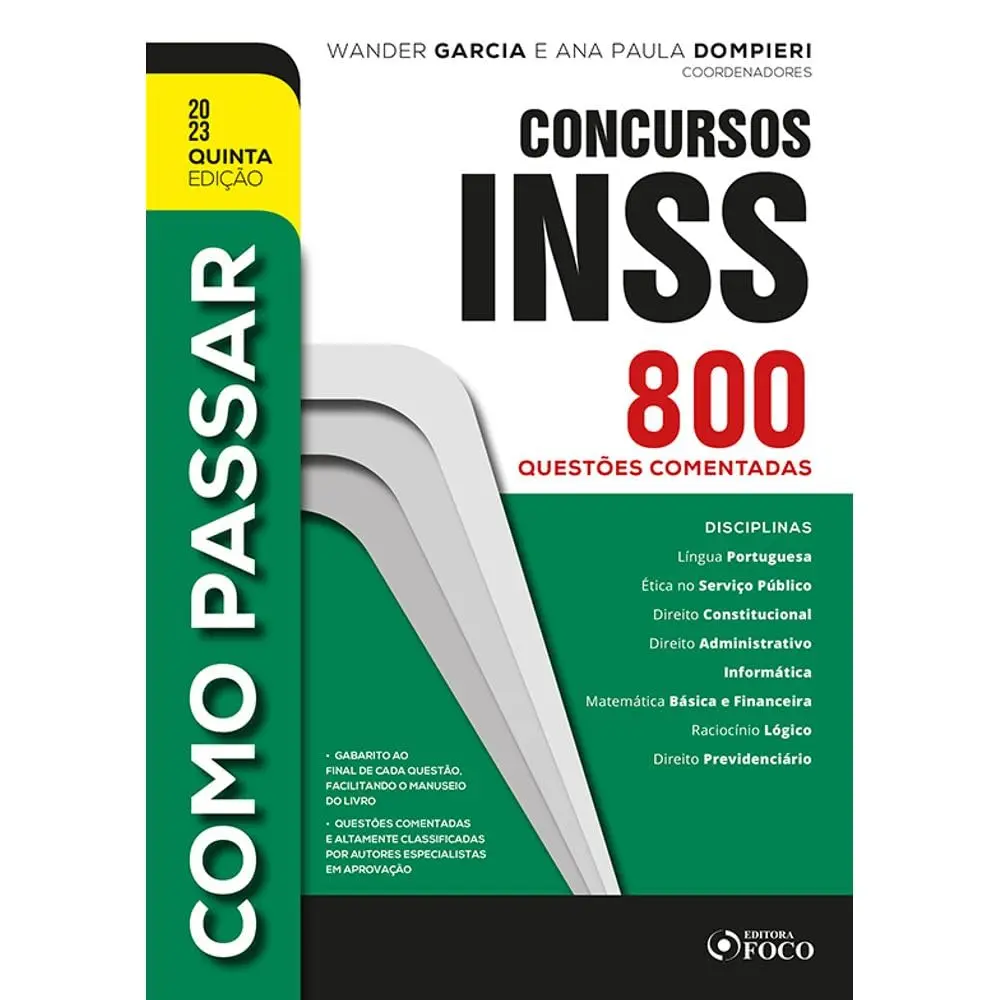 Como Passar em Concursos do INSS - 800 Questões Comentadas - 5ª Ed - 2023 - 1